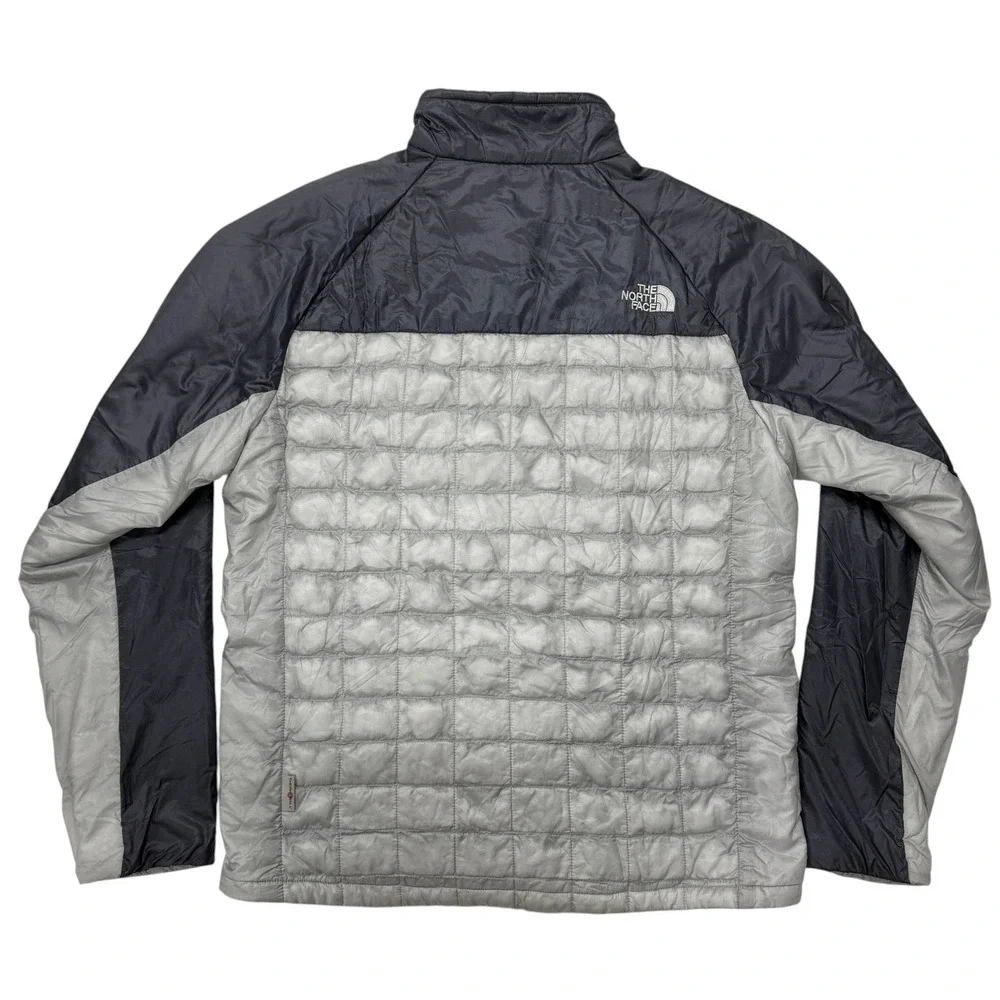 The North Face Thermoball Jacket Mens Medium Gray Black Full Zip Puffer C976 F14
